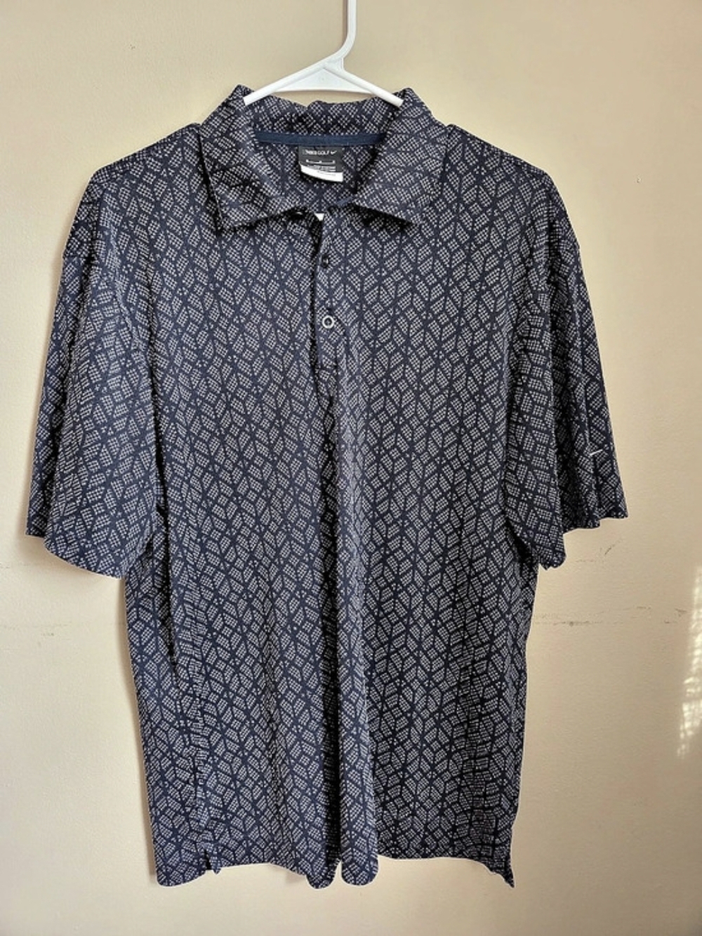 Nike Golf Dri-FIT Men’s Geometric Print Polo Shirt Size M Navy